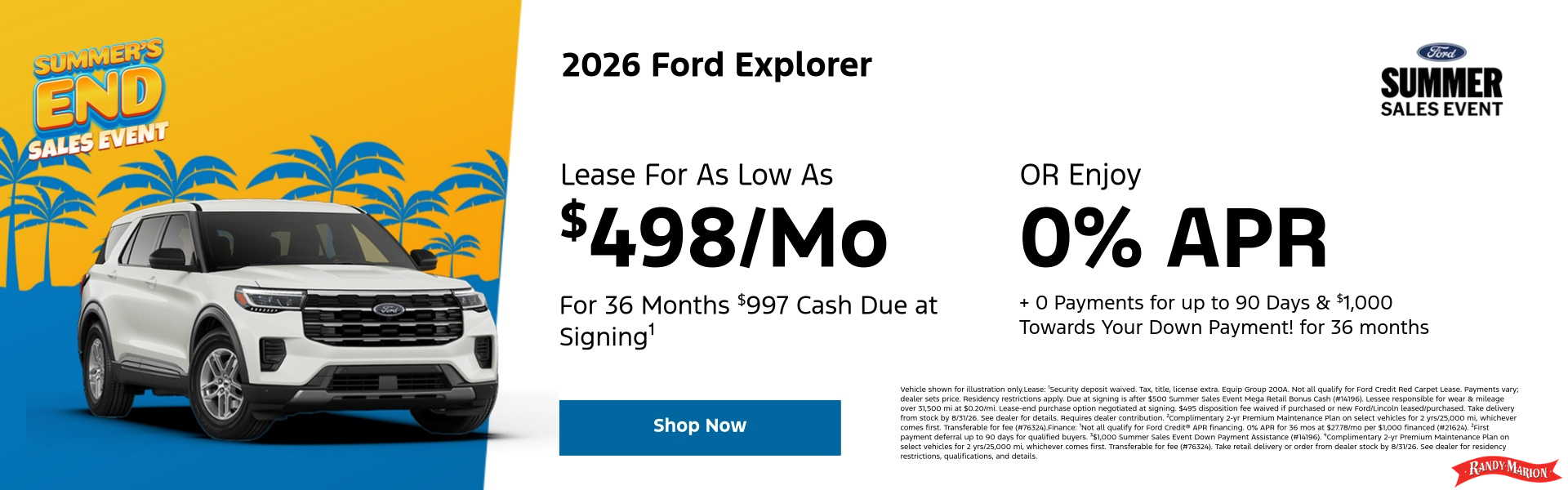 Aug 2026 Ford Explorer Specials