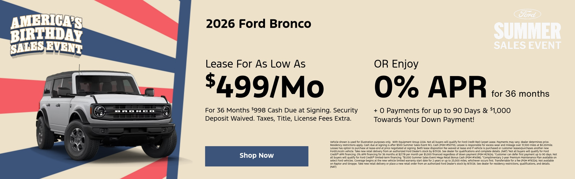 2026 Ford Bronco July Specials
