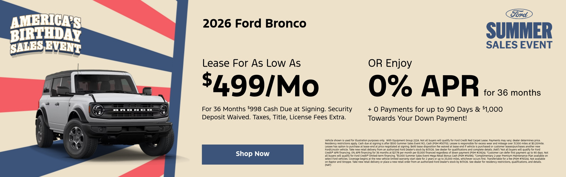 2026 Ford Bronco July Specials