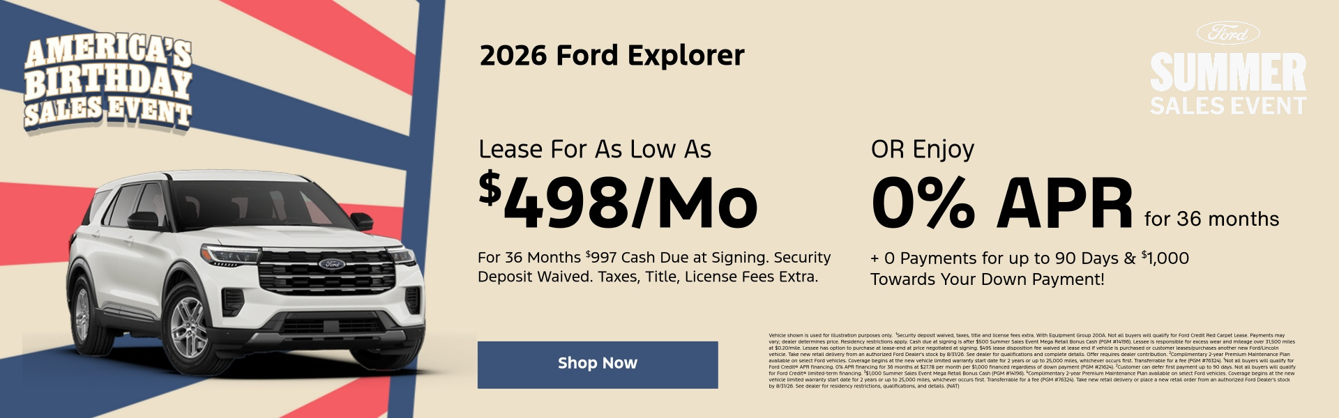 2026 Ford Explorer July Specials