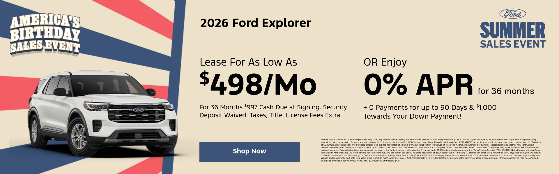 2026 Ford Explorer July Specials