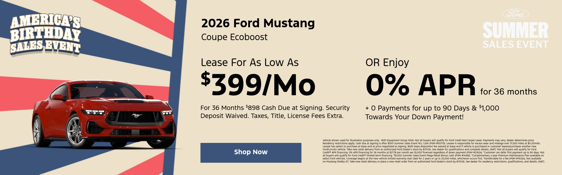 2026 Ford Mustang July Specials
