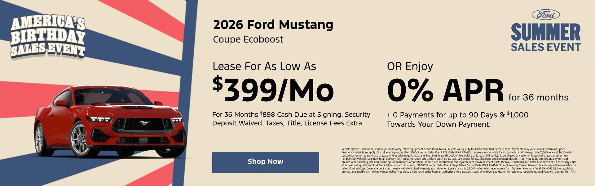 2026 Ford Mustang July Specials