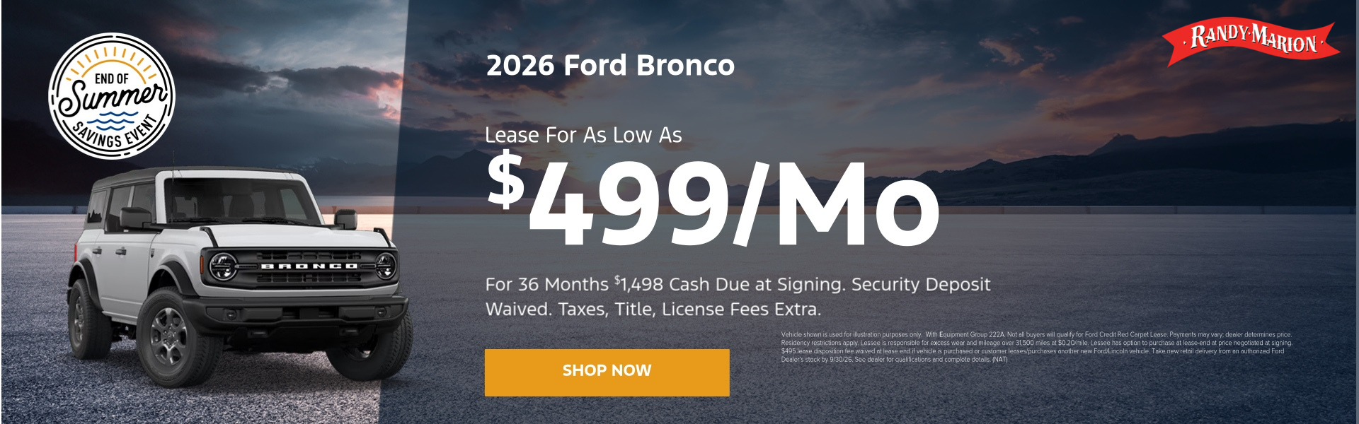 2026 Ford Bronco September Specials