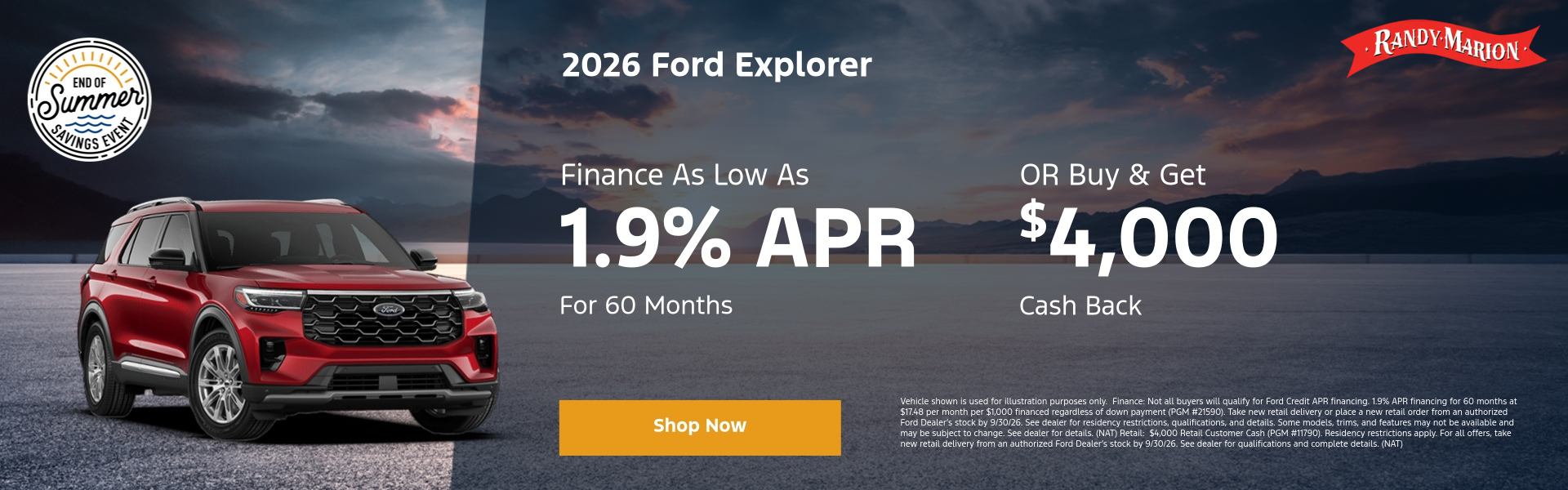 2026 Ford Explorer September Specials